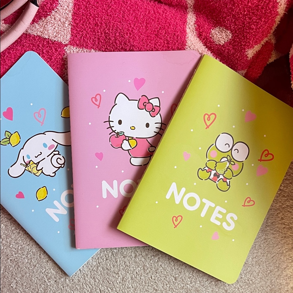 Hello Kitty Pink, Blue, and Green Notebooks